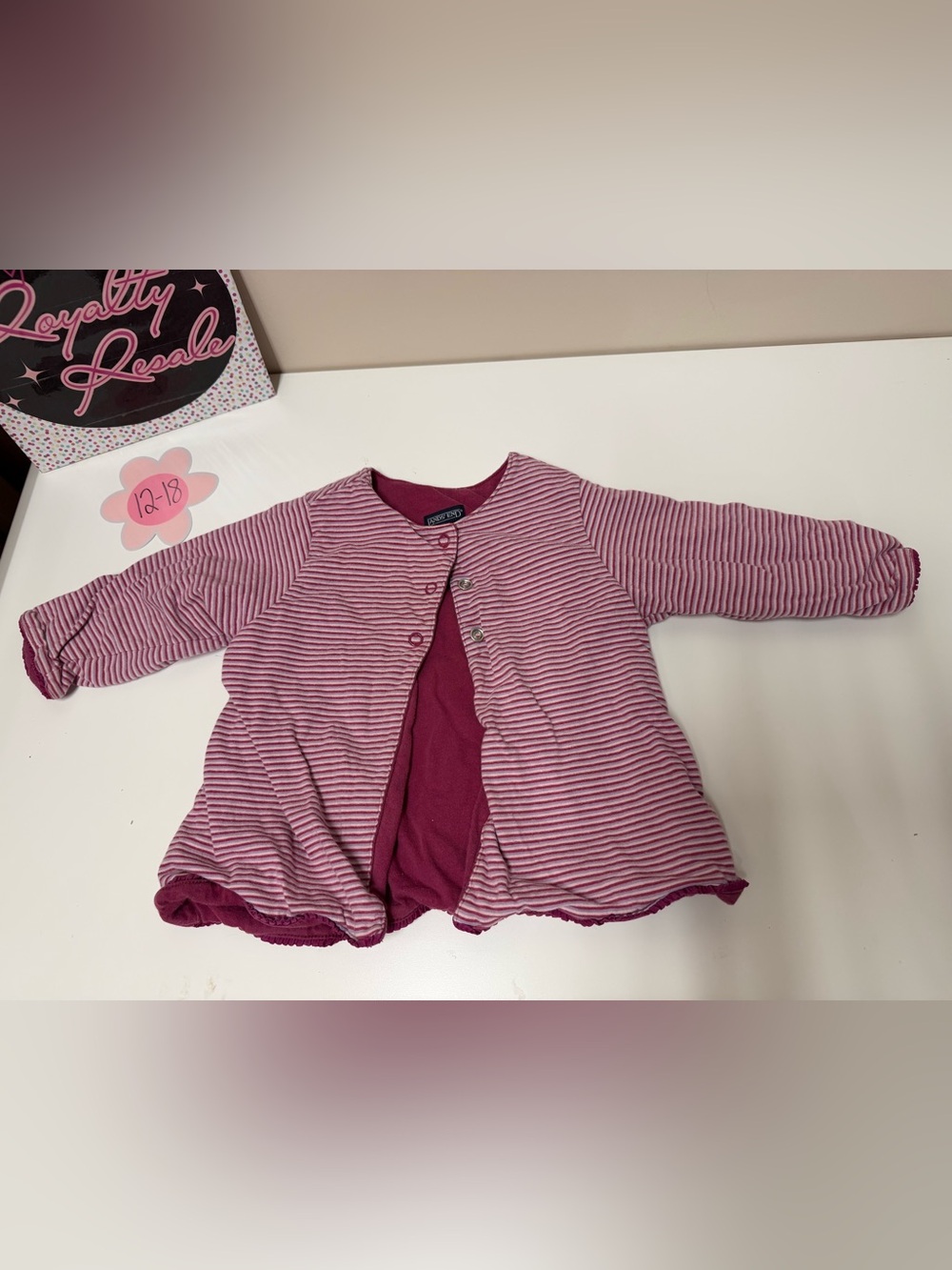 Lands' End Toddler Striped Jacket in Pink and Berry